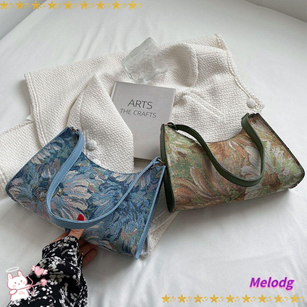 MELODG Túi Xách Đeo Vai Họa Tiết Tranh Sơn Dầu Dễ Thương