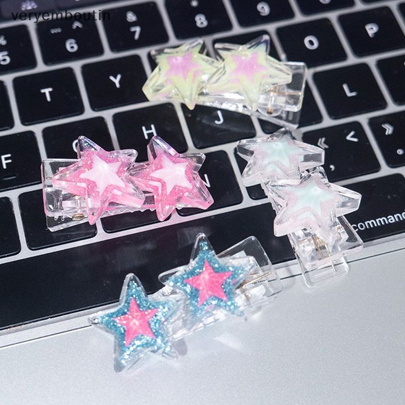 1 Kẹp Tóc Hình Ngôi Sao Năm Cánh Nhiều Màu Sắc Ngọt Ngào Y2K Cho Bé Gái