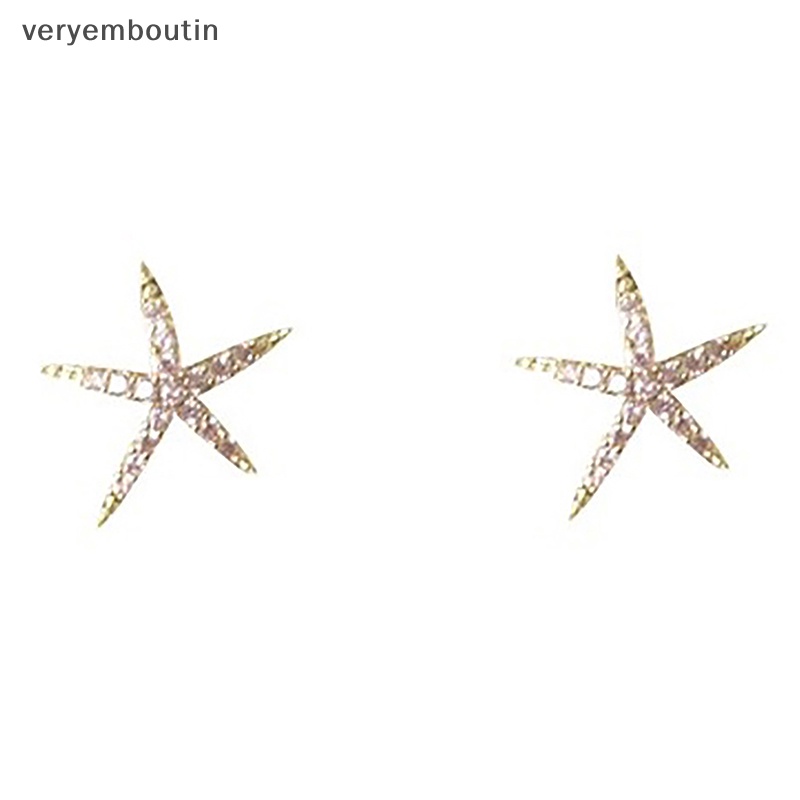 1 Đôi Bông Tai Bằng Đồng Đính Đá Zircon Ngôi Sao Biển Thời Trang Hàn Quốc Dành Cho Nữ