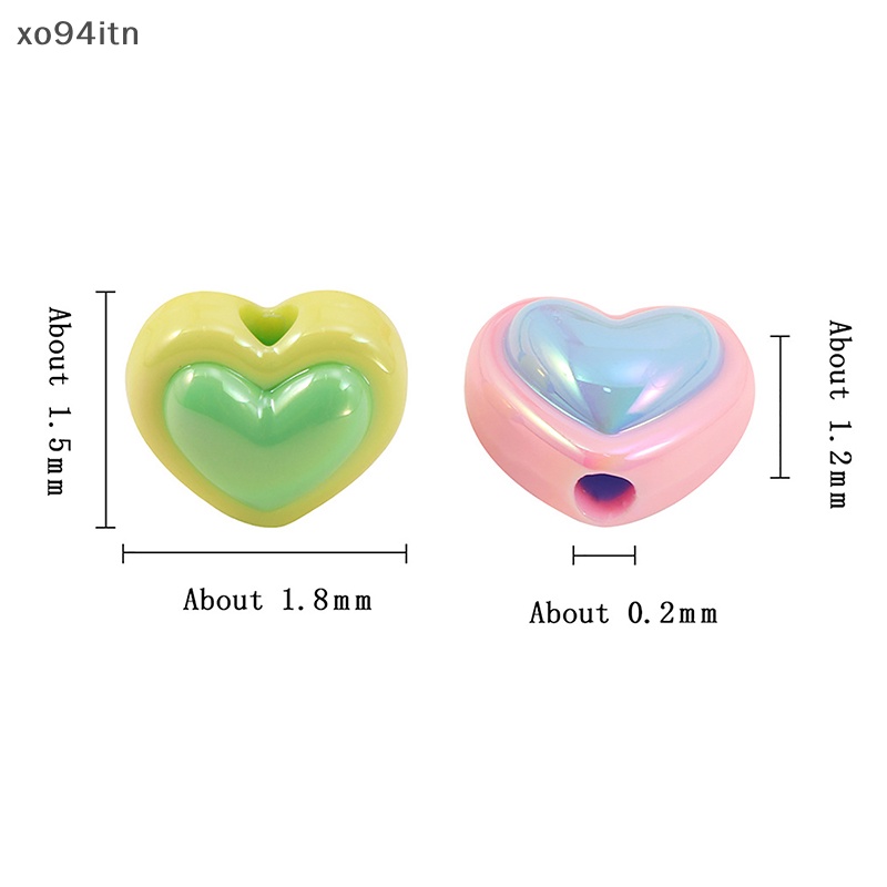 Set 10 Hạt Xỏ Lỗ Hình Trái Tim Nhiều Màu Sắc Làm Trang Sức / Điện Thoại / Vòng Tay Diy