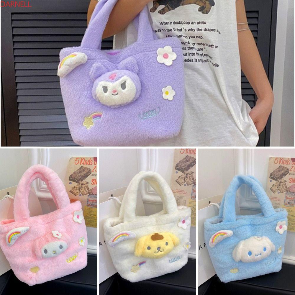 DARNELL Túi Đeo Chéo Vai Bằng Vải Bông Kích Thước Lớn Họa Tiết Kuromi Cinnamoroll Hoạt Hình