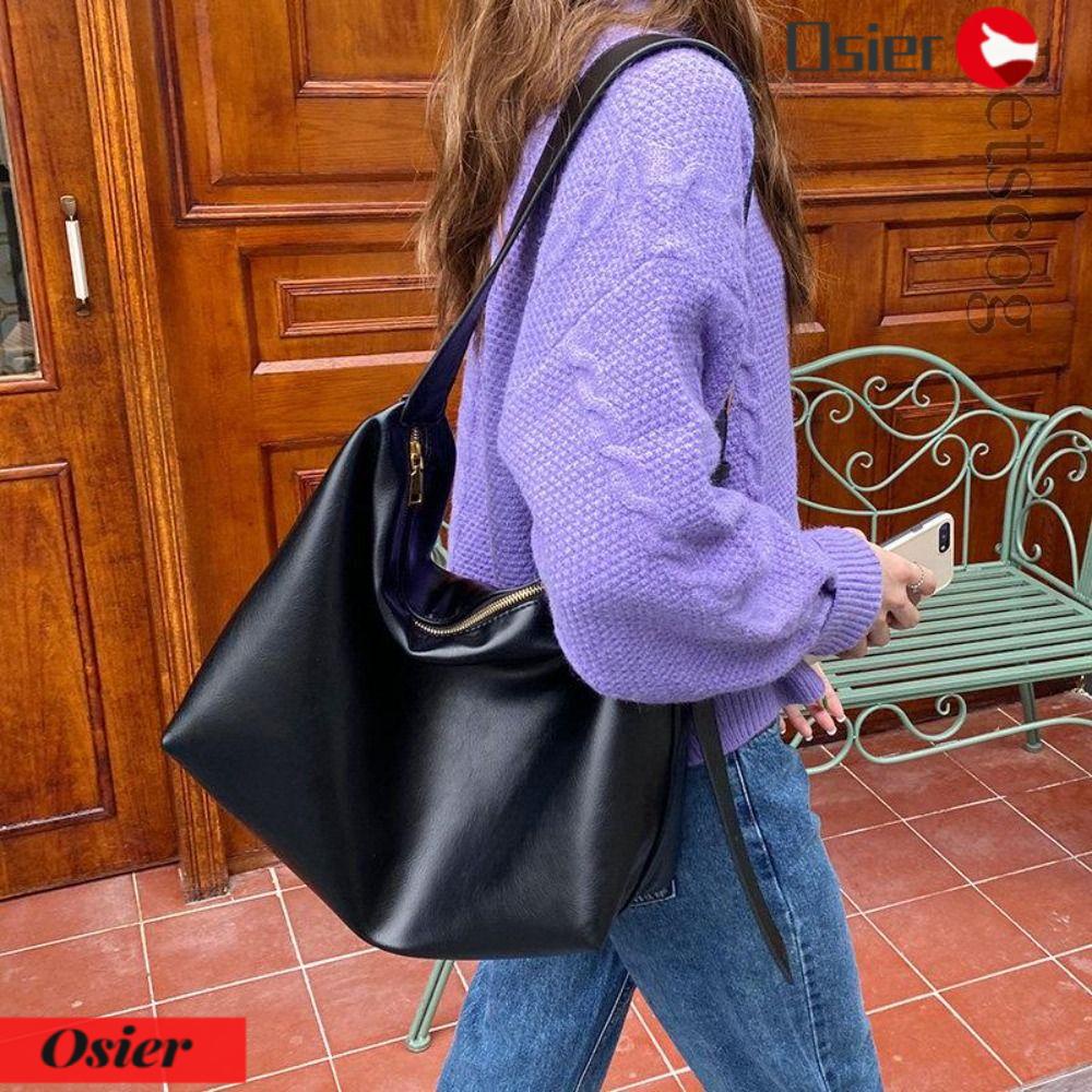 OSIER1 Túi Xách Da Mềm Cỡ Lớn Màu Trơn Thời Trang Cho Nữ