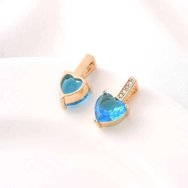 Mặt Dây Chuyền Hình Trái Tim Nhiều Màu Đính Đá Zircon 14K