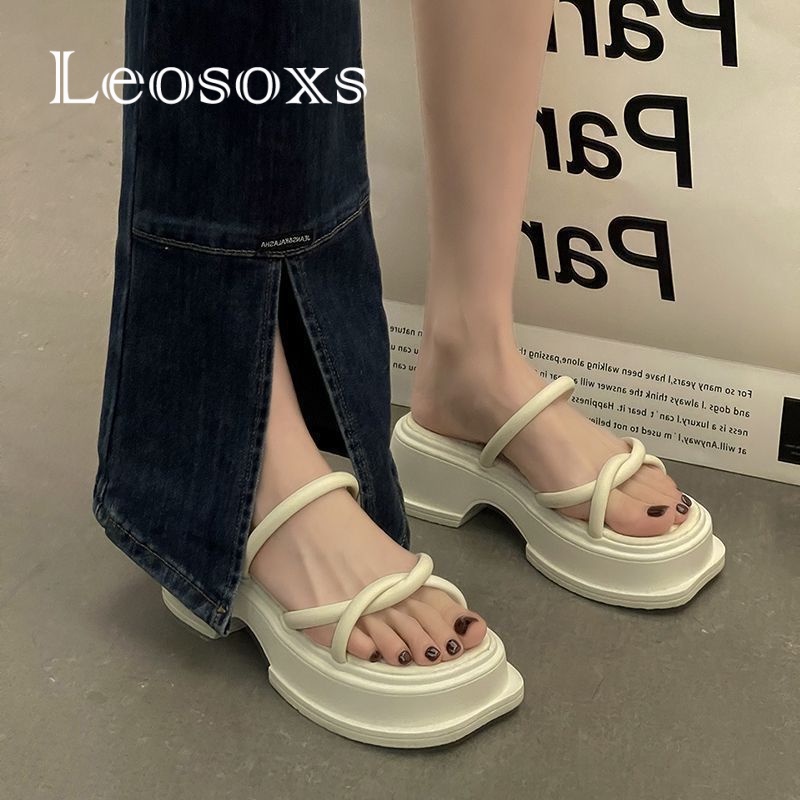 Leosoxs dép sandal nữ dép bánh mì nữ thời trang dép đế cao Chống Trượt 070703