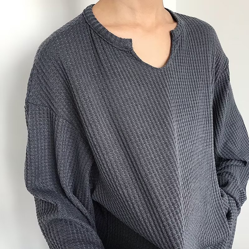 Áo sweater Dệt Kim Cổ Tròn Tay Dài Dáng Rộng Màu Trơn Thời Trang Mùa Xuân 2023 Mới Cho Nam