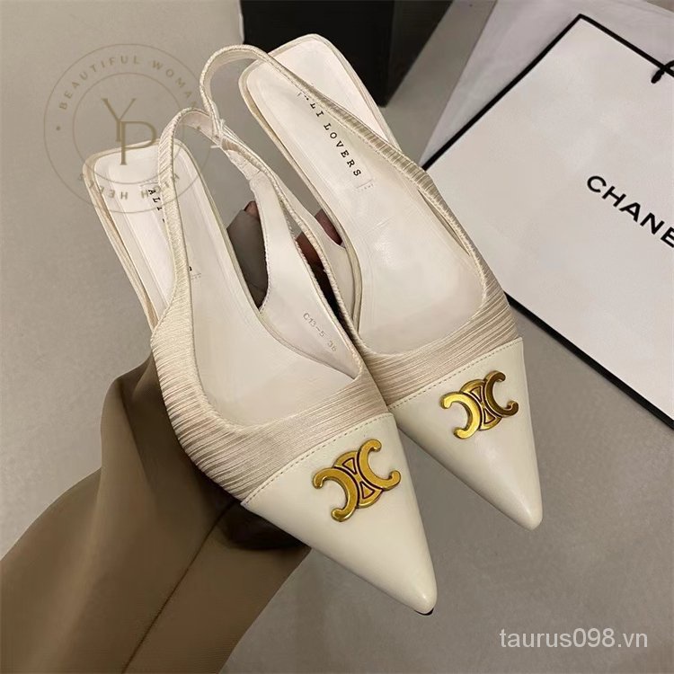 Giày Cao Gót Sandal Da Pu Hở Ngón Đế Thấp