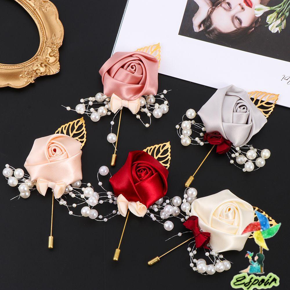 ESPO Hoa Hồng Xâu Hạt Tinh Tế Thời Trang Làm Phụ Kiện Đám Cưới Boutonniere