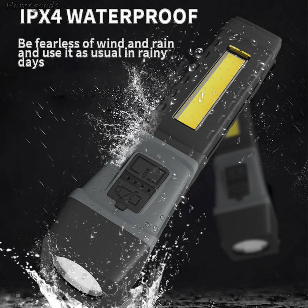 Đèn Pin LED COB 800mAh IPX4 Cổng Sạc USB Xoay Linh Hoạt