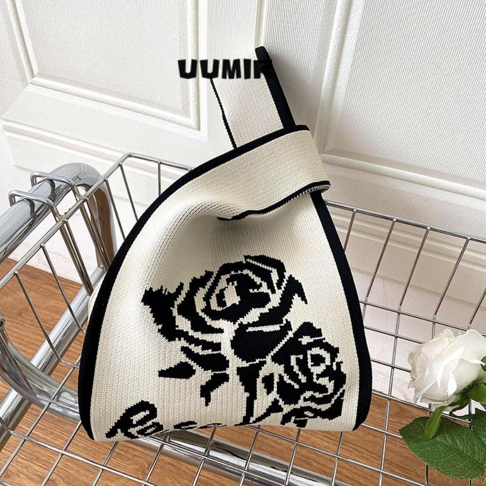 UUMIR Túi Xách Đan Len Mini Màu Hoa Hồng Thời Trang Cho Nữ