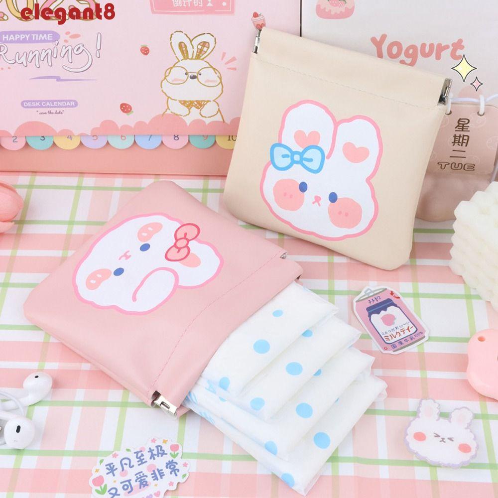 ELEGANT Túi Da PU Đựng Son Môi / Tiền Họa Tiết Thỏ / Gấu Dễ Thương Cho Nữ