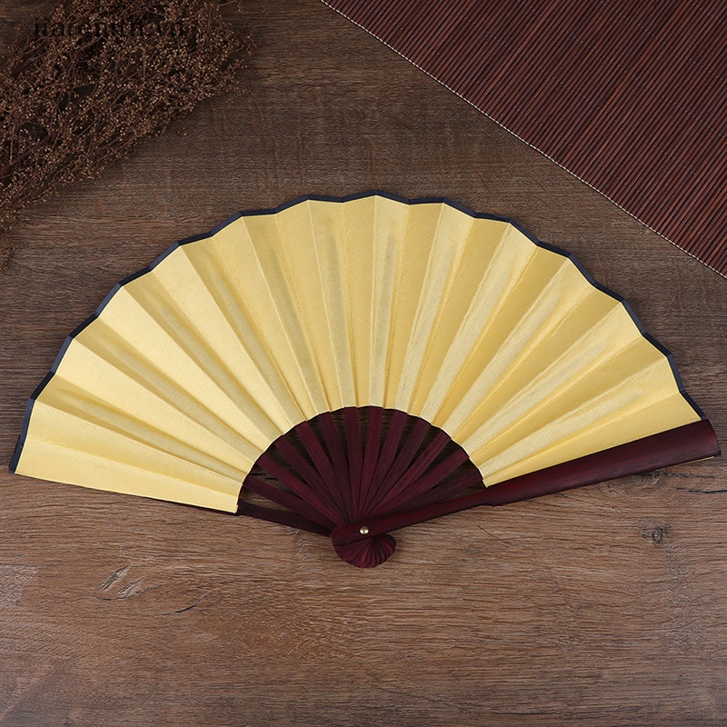 1 Quạt Xếp Cầm Tay Bằng Tre Màu Trơn Phong Cách Trung Hoa Nhật Bản DIY