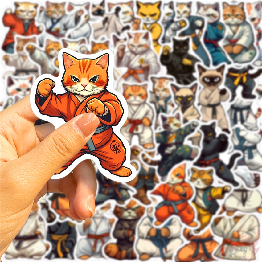 ❉ Set 01 Sticker Hình Mèo Kung Fu Dễ Thương Dùng Để Trang Trí ❉ Bộ 50 Sticker Chống Thấm Nước Họa Tiết Doodle Hợp Thời Trang