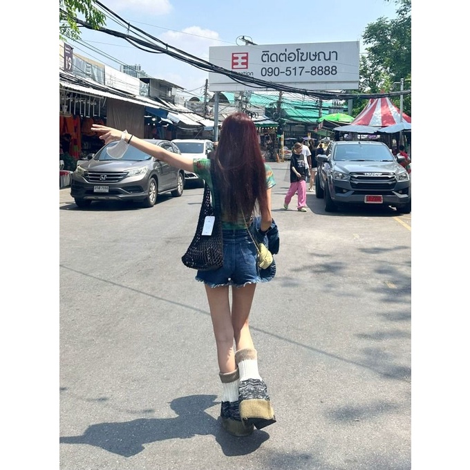 Áo Thun Ngắn Tay Dáng Ôm In Họa Tiết Trừu Tượng Cá Tính