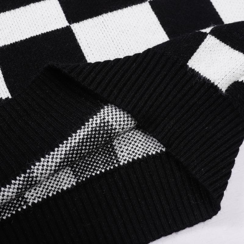 Áo Sweater Dệt Kim Họa Tiết Kẻ Sọc Trắng Đen Thời Trang Thu Đông L111V-111V-5Yrt