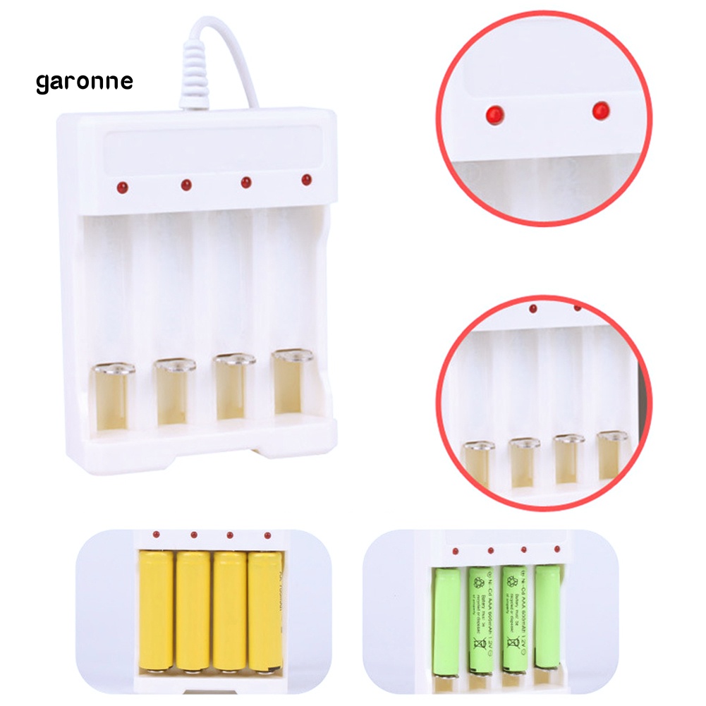 Hộp Sạc Pin AA / AAA Ni-MH Ni-Cd 4 Ngăn Có Đèn LED Báo Hiệu