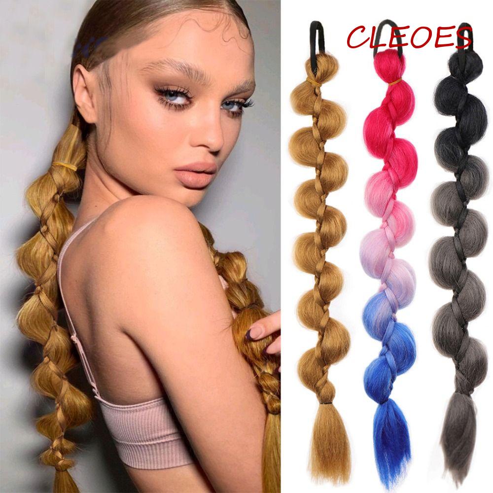 CLEOES Bím Tóc Giả Màu Đen Bằng Sợi Tổng Hợp Cách Nhiệt Dành Cho Nữ