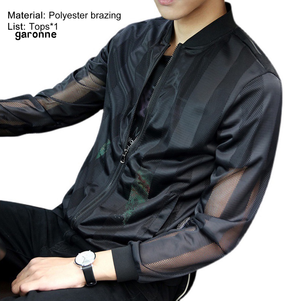 Áo Khoác Chống Nắng Tay Dài Cổ Đứng Siêu Mỏng Đục Lỗ Thoáng Khí Thời Trang Đường Phố Cho Nam