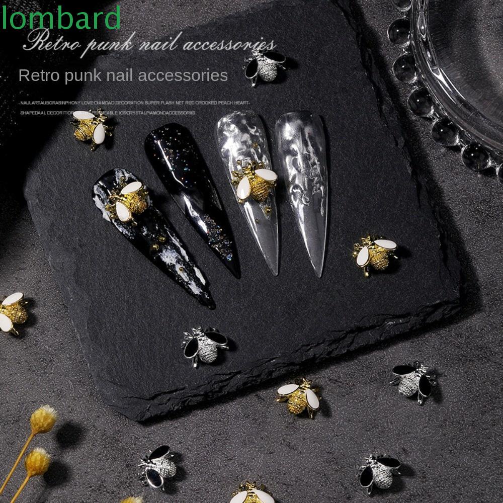 LOMBARD Phụ Kiện Trang Trí Móng Tay Hình Ong 3D Phong Cách Punk