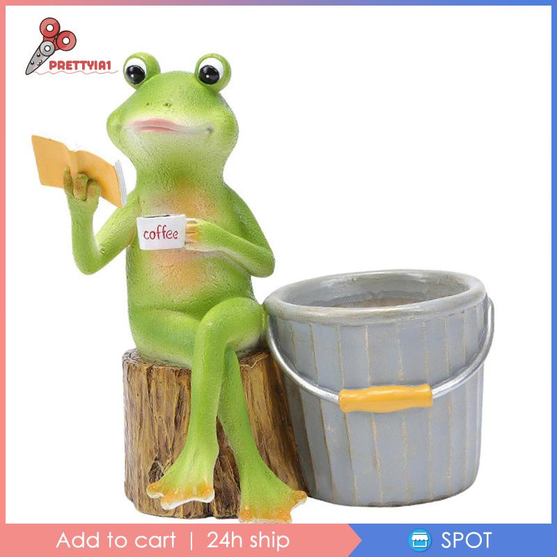 Chậu Hoa Nhỏ Bằng Resin Hình Chú Ếch Đáng Yêu Trang Trí Phòng Khách