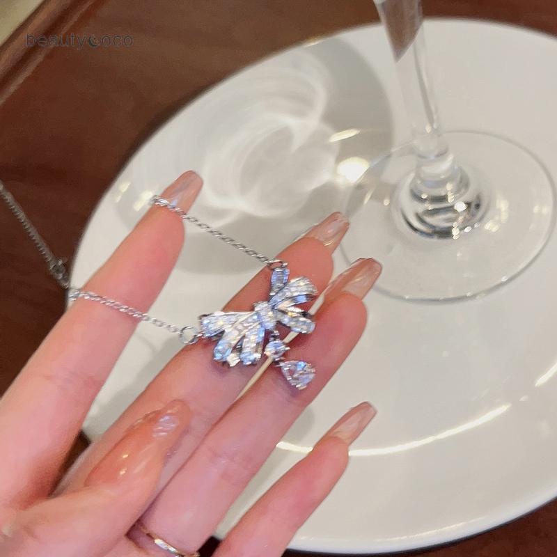 Beautycoco🍊Dây Chuyền Mặt Hình Giọt Nước Đính Đá Zircon Sang Trọng