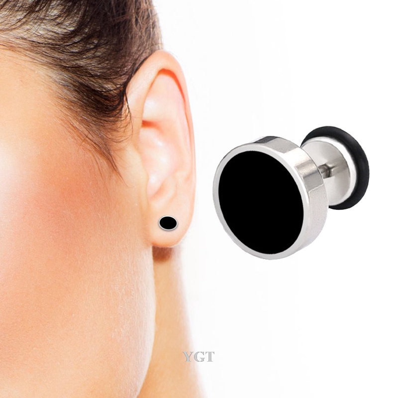 Ygt 1 Khuyên Tai Tròn Nhỏ Bằng Thép Titan Màu Đen Bạc Phong Cách Cổ Điển Đơn Giản Dành Cho Nam Nữ