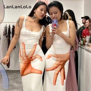 Đầm Dây Lưng Cao Hở Lưng Dáng Ôm In Họa Tiết Thời Trang 2023 Dành Cho Bạn Nữ