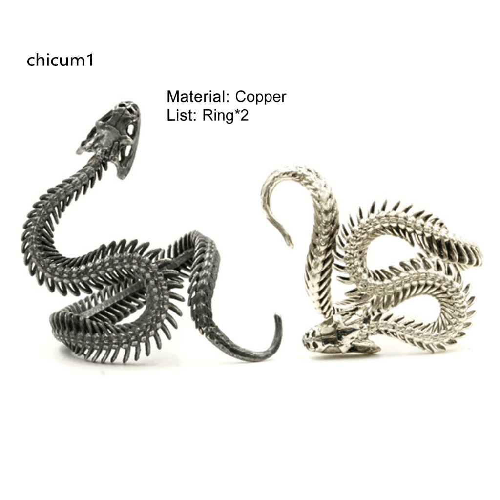 Set 2 Nhẫn Đồng Hình Rắn Màu Sắc Tùy Chỉnh Phong Cách Punk Dành Cho Nam