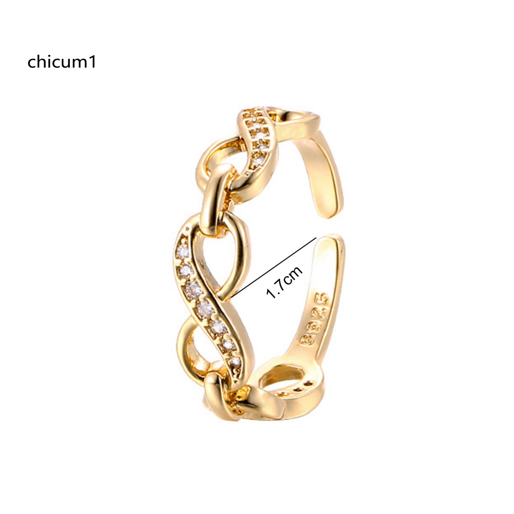 Nhẫn Hở Hình Số 8 Đính Đá Lấp Lánh Tùy Chỉnh Thời Trang Cho Nữ