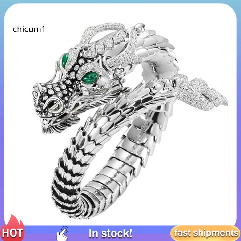 Nhẫn Hở Mạ Bạc Hình Rồng Cá Tính Thời Trang Cho Nam