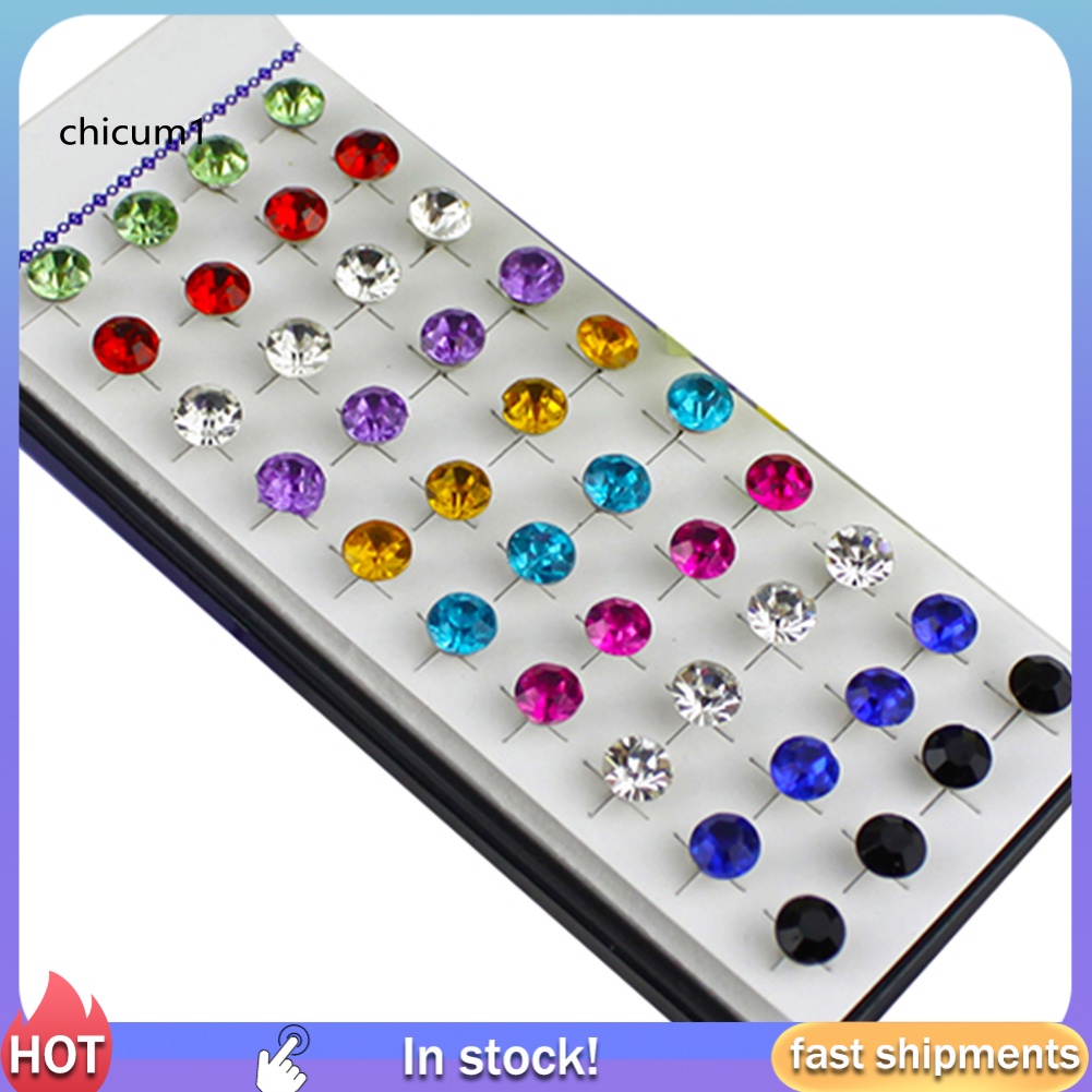 Set 20 Cặp Hoa Tai Nhiều Màu Sắc Lấp Lánh Cho Nữ