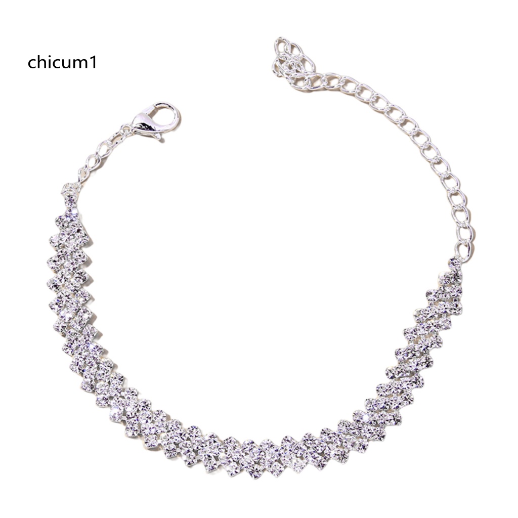 1 Lắc Chân Dây Xích Co Giãn Đính Đá Lấp Lánh Có Thể Điều Chỉnh Trang Trí Thời Trang Dành Cho Nữ