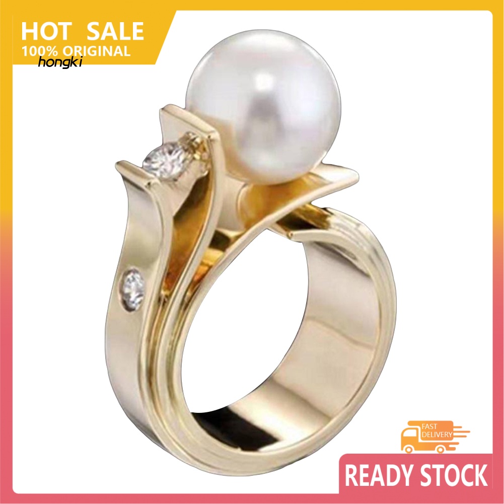 Nhẫn ĐíNh HạT NgọC Trai Giả ThờI Trang Cho Nữ