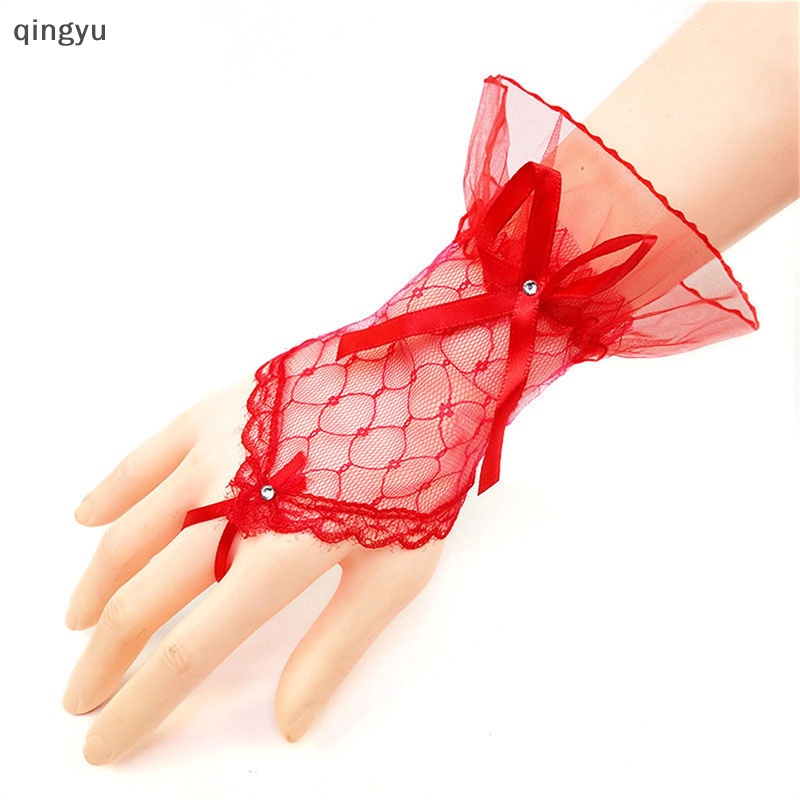 Găng Tay Hở Ngón Phối Ren Hoa Xuyên Thấu Phong Cách Vintage Mới