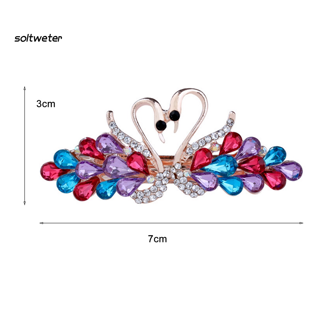 Kẹp Tóc Hình Thiên Nga Đính Đá Lấp Lánh Thanh Lịch Cho Nữ