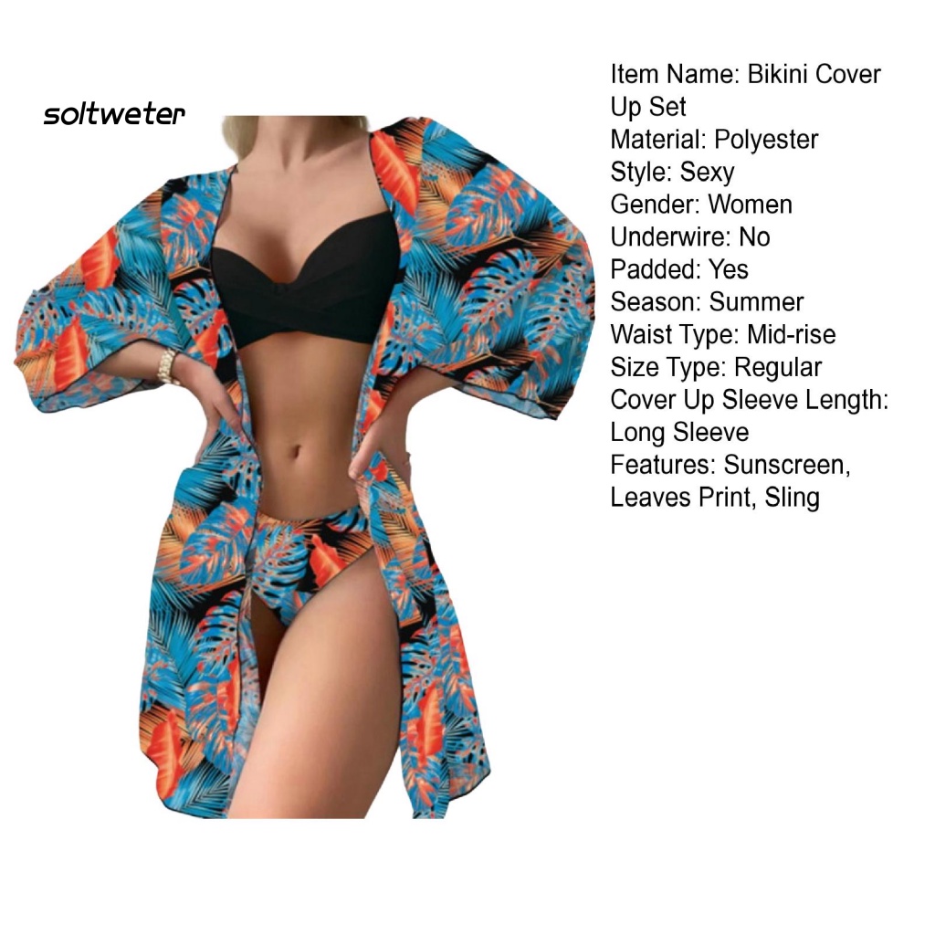 Bộ Bikini 3 Mảnh Hở Lưng Màu Sắc Thời Trang Quyến Rũ Cho Nữ