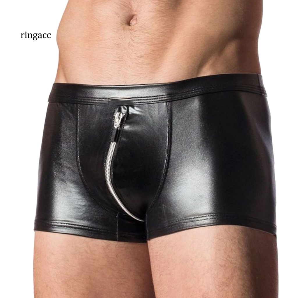 Rga Quần Lót Nam Chữ U Hở Đáy Chất Liệu Giả Da Phối Khóa Kéo Màu Trơn Co Giãn Tốt Dùng Trang Trí Phòng Khách