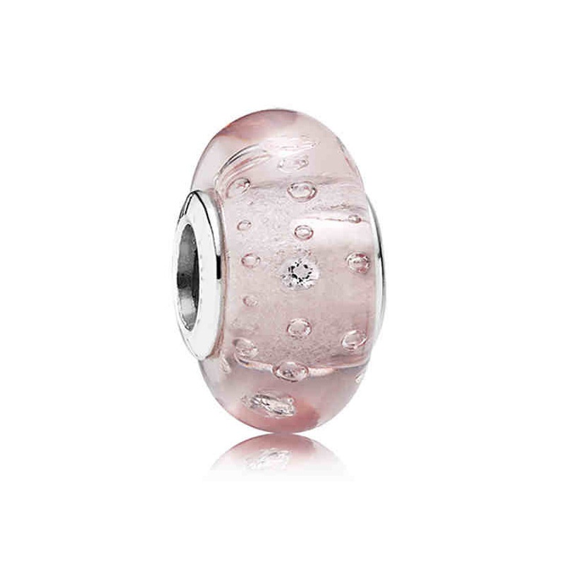Hạt Charm Mạ Bạc 925Pandora Hình Trái Tim Mặt Kính Gợn Sóng Bằng Bạc 925