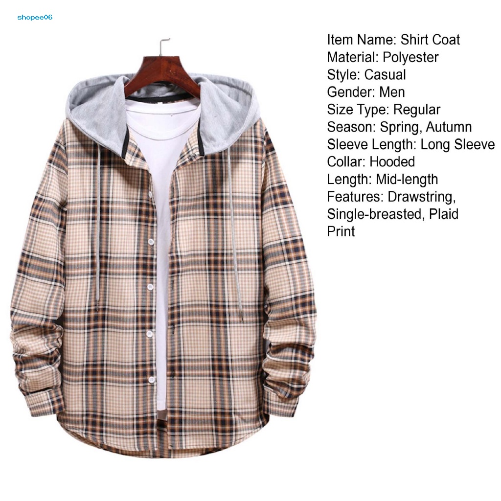 Áo Khoác Sơ Mi Tay Dài Có Nón Phối Dây Rút In Họa Tiết Kẻ Sọc Màu Sắc Thời Trang Xuân Thu Cho Nam
