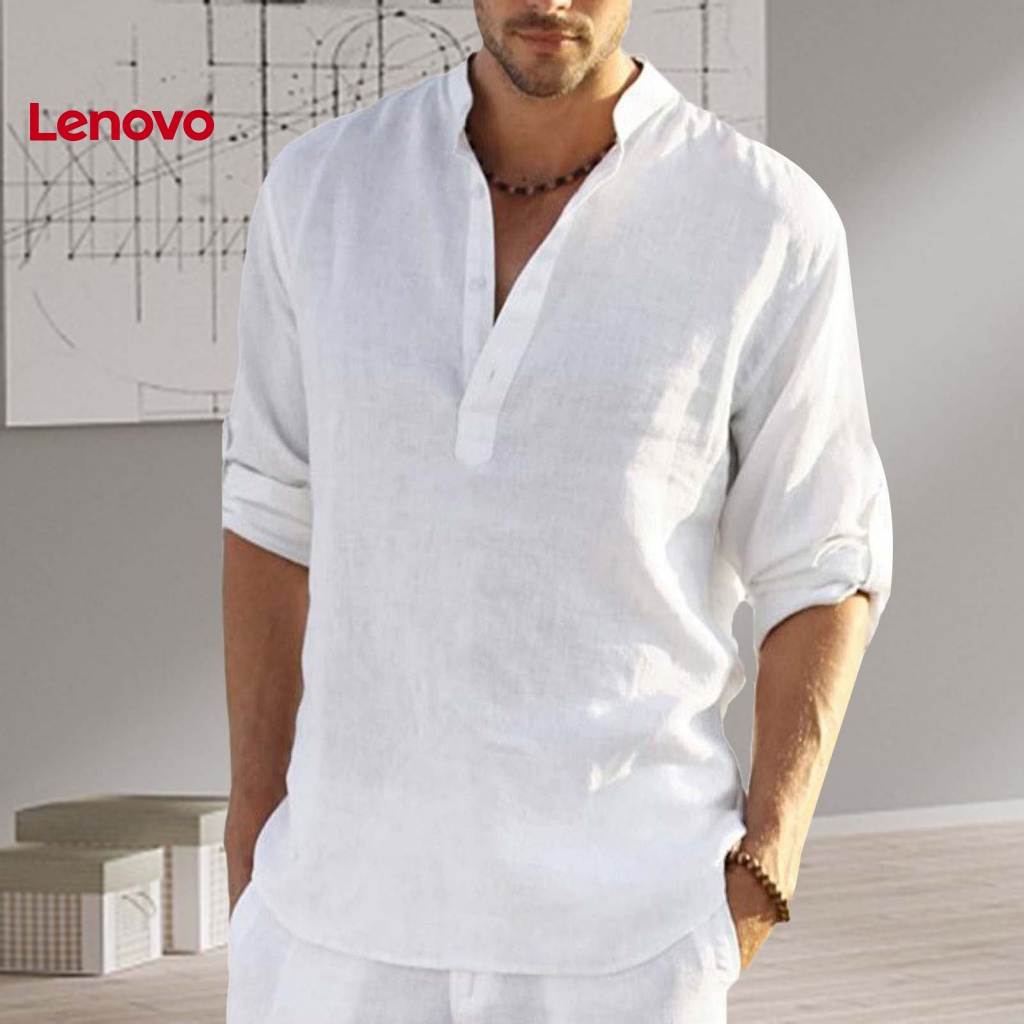 Áo Sơ Mi Nam Dài Tay Cổ Chữ V Màu Sắc Thanh Lịch