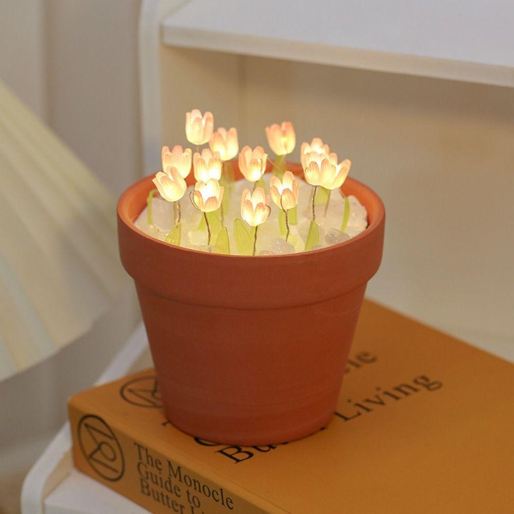 WAPKTY Đèn Ngủ Hình Hoa tulip mini diy Trang Trí Bàn Làm Việc