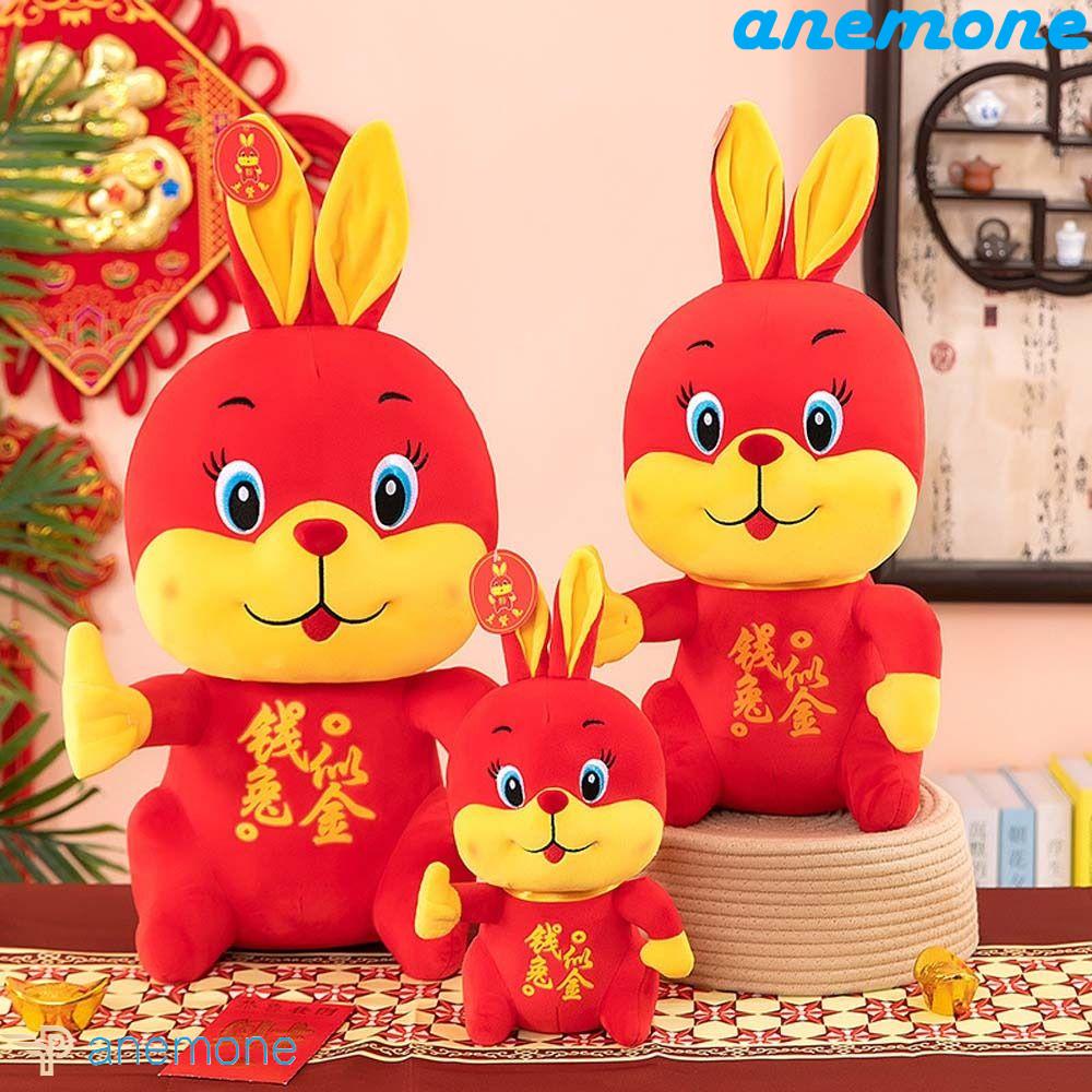 ANEMONE Thỏ Nhồi Bông Cotton Mềm Mại Phong Cách Trung Hoa Trang Trí Nhà Cửa