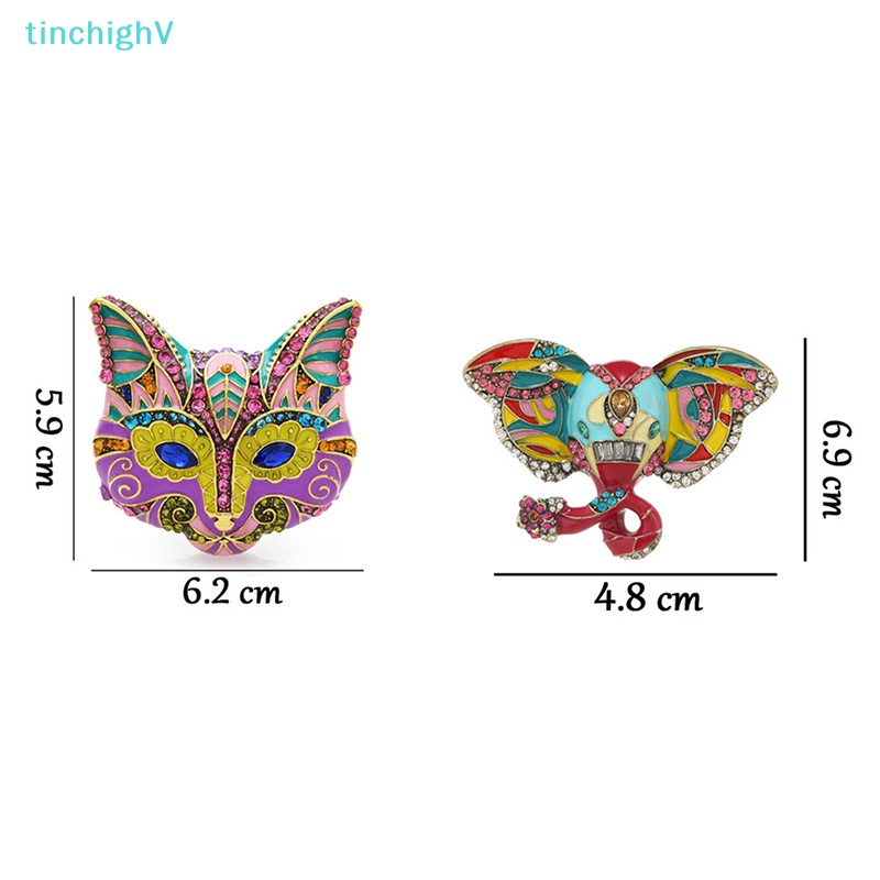 [TinchighV] Ghim Cài Áo Hình Đầu Mèo Tráng Men Đính Đá Nhiều Màu Sắc Cho Nữ Dự Tiệc [Mới]