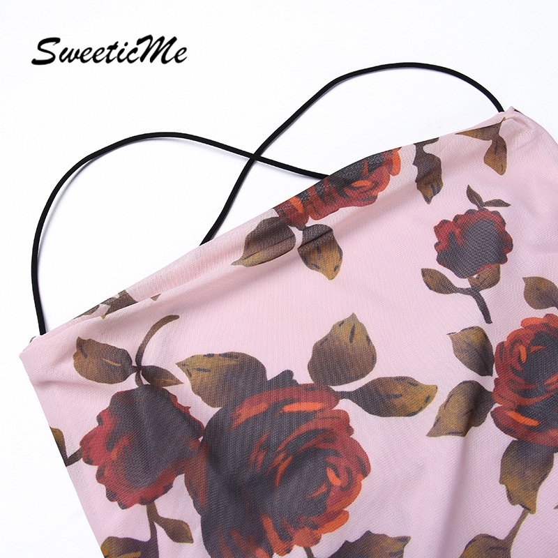 Đầm Ngắn Hở Lưng Dáng Ôm In Họa Tiết Hoa Thời Trang 2023 Cho Nữ