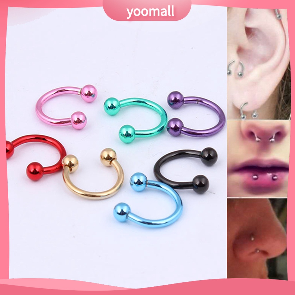 Khuyên Mũi Tròn Hình Quả Tạ Thời Trang Unisex