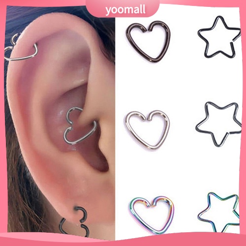 [YM] Set 10 Khuyên Mũi Hình Ngôi Sao / Trái Tim Phong Cách Punk