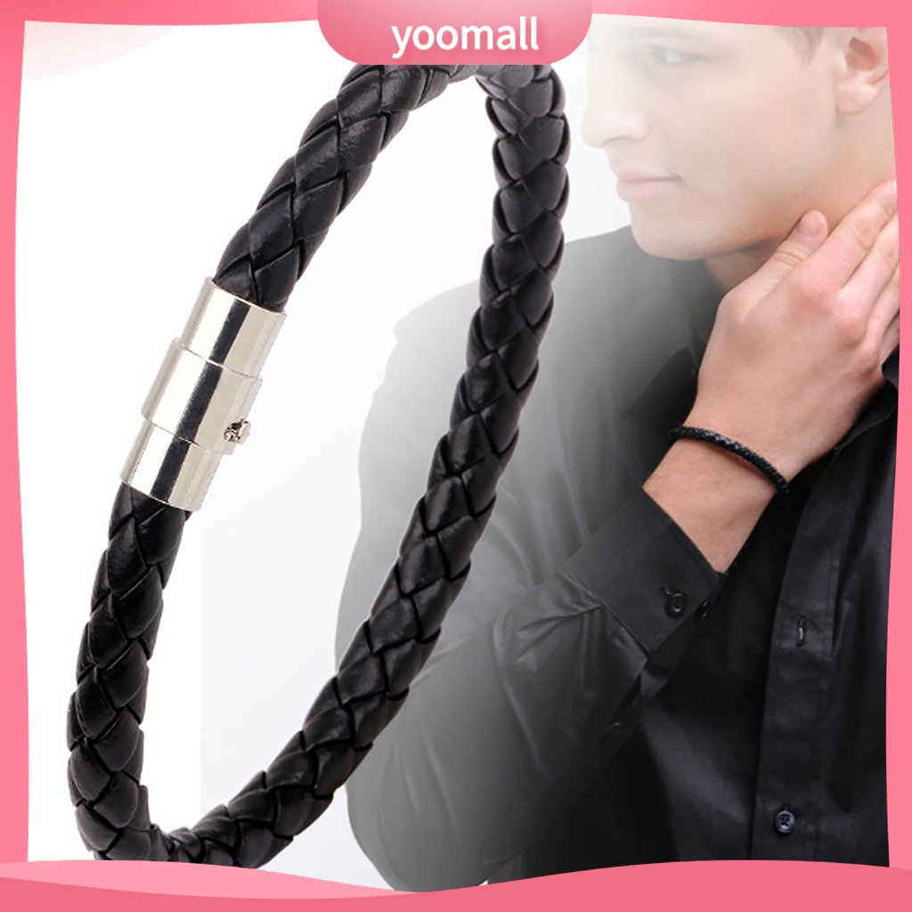 [YM] Vòng Đeo Tay Dây Da Bện Khóa ic Đa Năng Cho Nam Kỷ Niệm