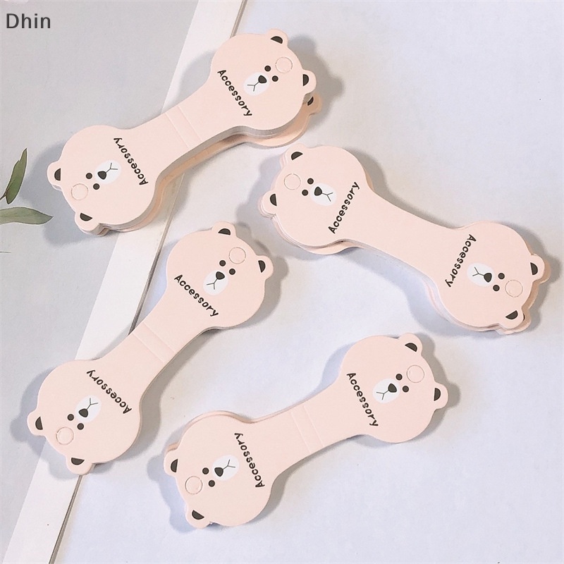 [Dhin] 50 Pcs Hair Ties Display Cards Folding Cardboard Head Rope Self-Adhesive Cardboard Pink Bear Hair Bands Packing Card Bow Display Cards Cardboard Packing Paper For DIY Handma