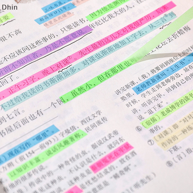 [Dhin] 160Pcs/Set Color Fluorescence Stickers Transparent Fluorescent Index Tabs Flags Sticky Note Stationery Children Gifts School Office Supplies COD