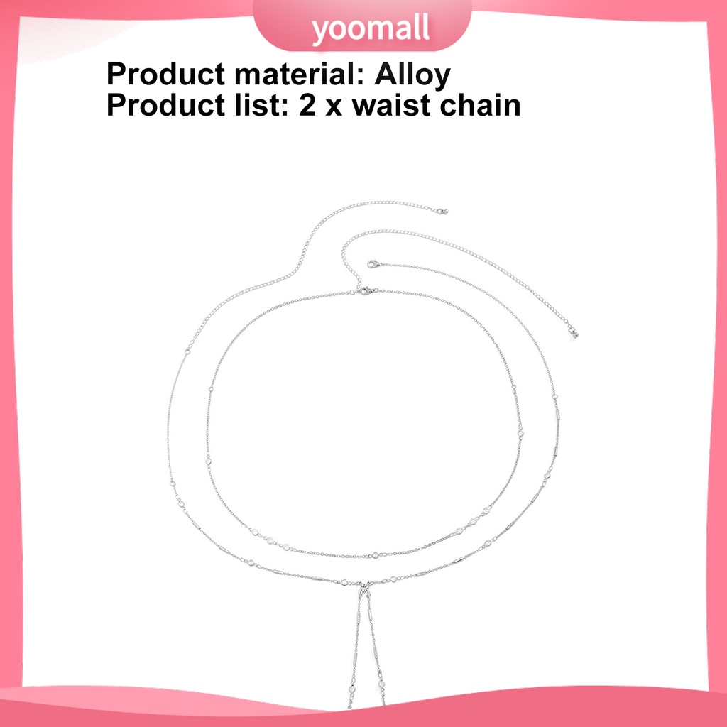 [YM] Set 2 Dây Xích Thắt Lưng Hai Lớp Khóa Tôm Hùm Tinh Tế Phong Cách Hip Hop Cho Nữ Biểu Diễn