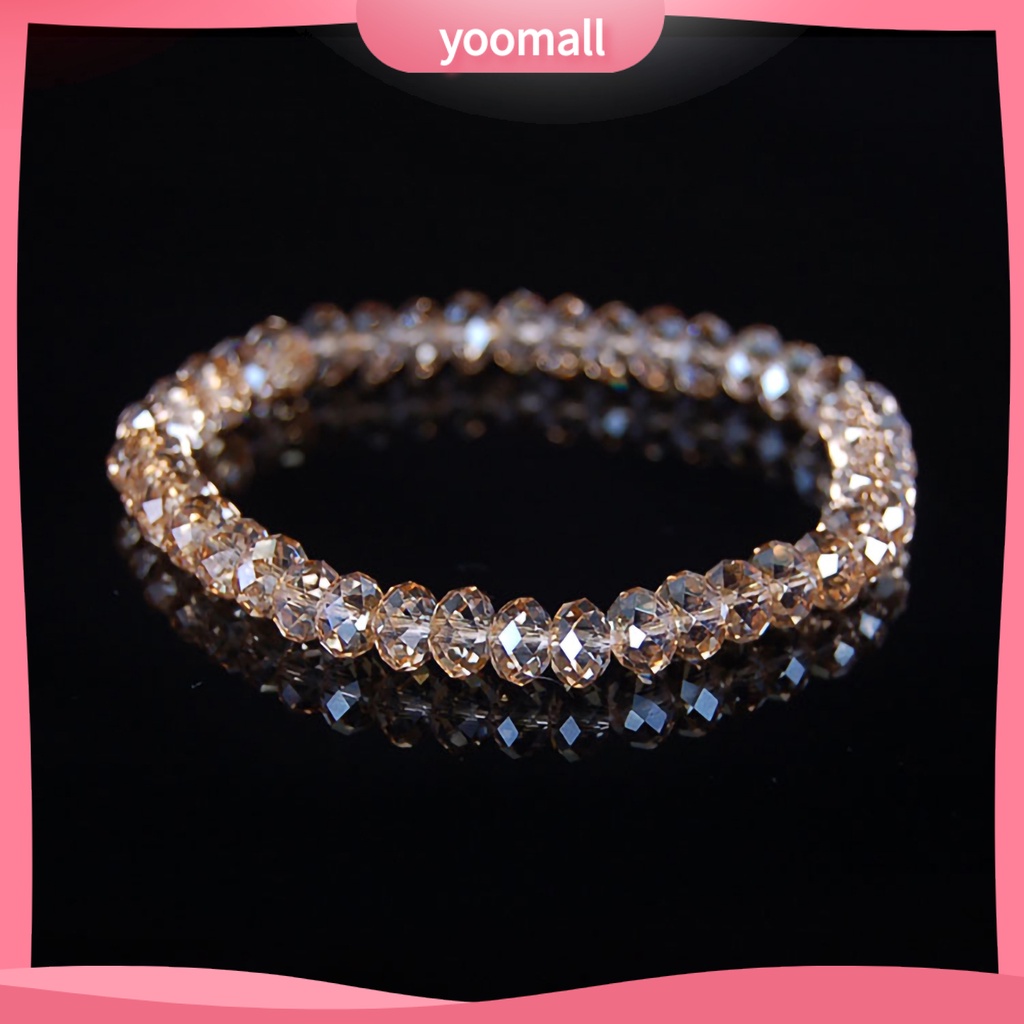 Vòng Tay Chuỗi Hạt Pha Lê Lấp Lánh Co Giãn Thời Trang Dự Tiệc Cho Nữ